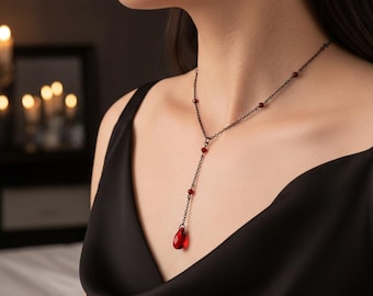 Collana a Y con pendente a goccia, gioiello minimalista con catena gotica, elegante abito da sera