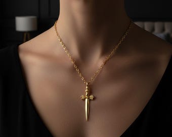 Collana con ciondolo a forma di pugnale, croce e spada, stile minimalista, unisex, stile punk, gotico, moderno