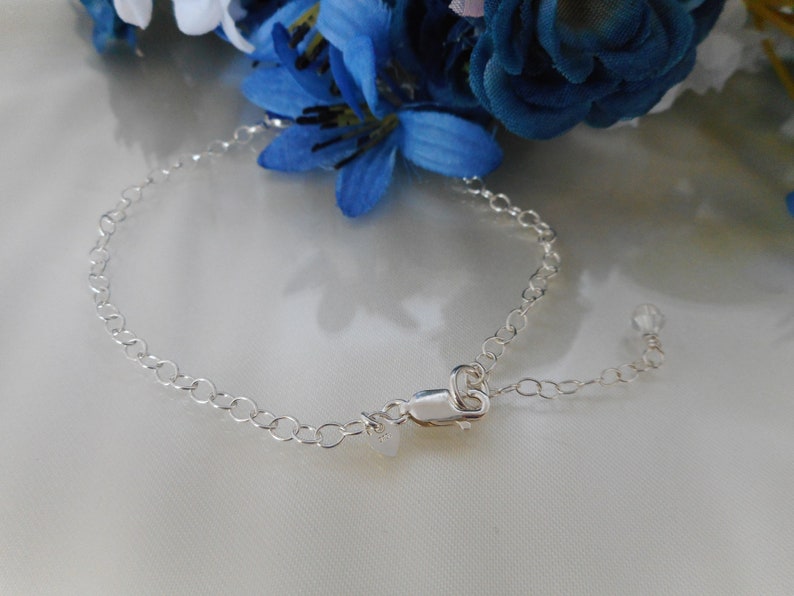 Birthstone Anklet-Sterling Silver Family Anklet-Sterling Silver Anklet-Mother\u2019s Birthstone Anklet-7 Birthstone Anklet-Custom Anklet-Anklet