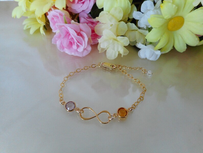 Birthstone Bracelet-Mothers Infinity Gold Fill Birthstone Bracelet-Infinity Mothers Birthstone Bracelet-Custom Gold Filled Bracelet
