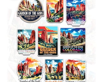 9pcs Garden of The Gods Sticker Sheet, Nature Collection Mountain Landscape Sticker for Water Bottle Phone Case Notebook Laptop