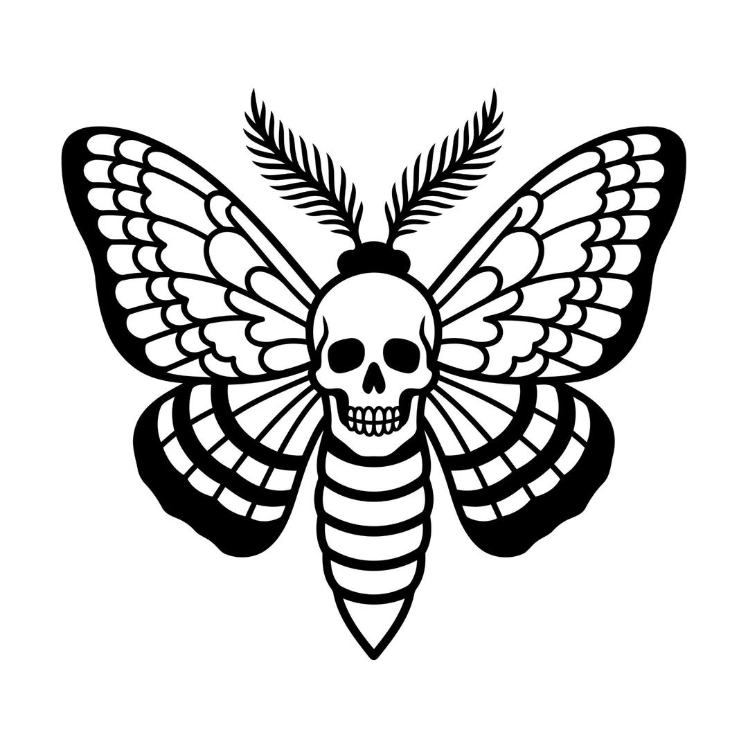 Death Head Moth Svg, Dark Entomology Art, Halloween Decor, Gothic Skull ...