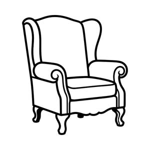 Fåtöljkontur Svg, Fåtöljmöbler Klädda Se Bekväm Avkoppling Vardagsrum Lounge Mysig Heminredning Svg, Omedelbar Nedladdning