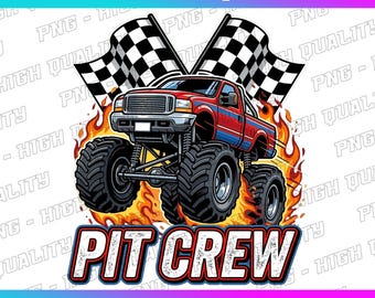 Pit Crew Monster Truck Birthday Family Party PNG (Digital Download)