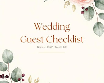 Floral Wedding Guest Checklist, Planner Insert, RSVP Tracker (Digital Download)