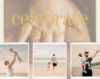 Father's Day Card | Customizable Photo Frames, Elegant Greeting (Digital Download)