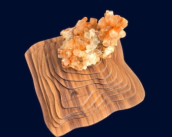 Crystal Display Stand | Wood Base for Minerals & Rocks | Small Specimen Holder | Desk Decor Gift