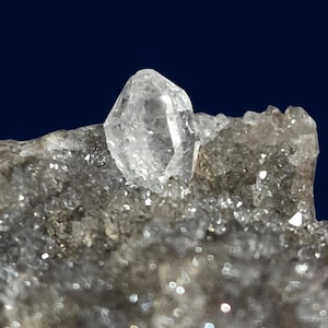 A Subtle Flash in Stone | Clear Herkimer Diamond on Dark Drusy Matrix