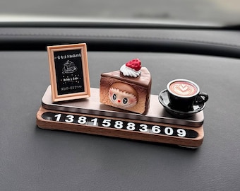 Labubu Car Dashboard Accessories Kawaii Car Decor labubu World Blind Box Figure Anime Car Interior Ornament Gift for Her
