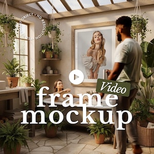 Rustic Greenhouse Bathroom Video Frame Mockup – 10-Image Animated Sequence (PSD with Vertical & Square versions)
