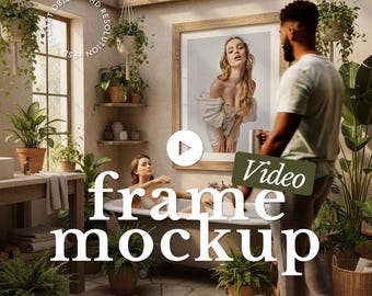 Rustic Greenhouse Bathroom Video Frame Mockup – 10-Image Animated Sequence (PSD with Vertical & Square versions)