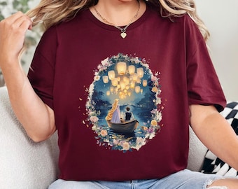 Rapunzel Lantern Shirt Tangled Floral Frame Princess Boat Ride Disney Magic Kingdom Gift 472919