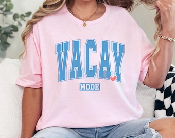 Vacay Mode Summer Vacation Beach Vibes Retro Holiday Graphic Tee Relax Travel 476019