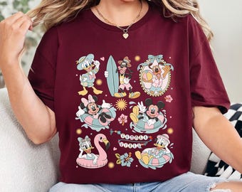 Mickey Friends Summer Vibes Shirt Disney Beach Vacation Tee Cute Crew Holiday 475429