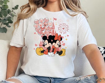 Retro Disney Mickey Minnie Love Shirt Valentines Day Castle Vintage Tee Couple Gift 472463