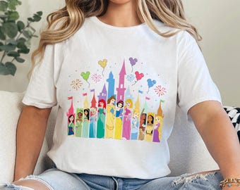 Disney Princess Shirt Anna Elsa Cinderella Belle Ariel Snow White Gift Tee Party 472297