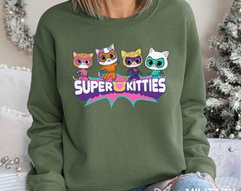Sudadera Disney Super Kitties con capucha Buddy Bitsy Ginny Sparks Cat para niñas, cuello redondo, 473565