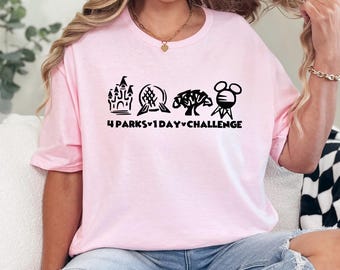 Camiseta del Desafío de un Día de los Cuatro Parques, Disney World, Vintage Magic Kingdom, Florida, 473869