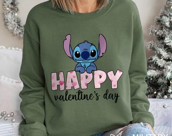 Stitch Angel Disney Valentine Sweatshirt Couple Crewneck Love Hoodie Gift 470698