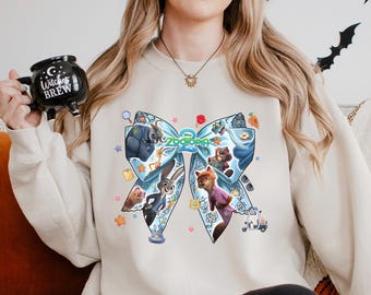 Zootopia 2 Coquette Bow Sweatshirt Disney Girls Trip Hoodie Characters Crewneck Gift Stylish 474665