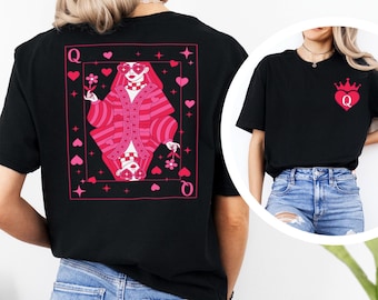 Queen Of Hearts Shirt Valentines Day Vintage Floral Sassy Birthday Queen Graphic Tee 475831