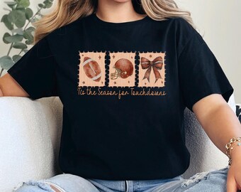 Tis Season Touchdowns Football Shirt Retro Game Day Coquette Bow Sport Lover Tee 473843