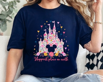 Happiest Place Earth Disney Magical Castle Mickey Balloons Magic Park Shirt Tee Gift 473026