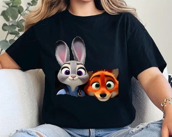 Disney Zootopia Retro Vintage Shirt Judy Hopps Nick Wilde Fox Bunny Tee Gift 474497