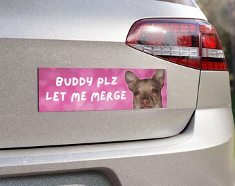 Bestie Let Me Merge Car Bumper Magnet | Anxious Driver Gift, Crying Dog Meme Accessory for Gen Z