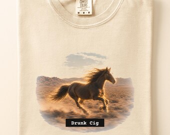 Drunk Cig Shirt, Comfort Colors Horse Tee, Funny Western Meme Gift