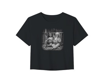 Stoner Besties Baby Tee, Cropped Smoking Doll T-shirt