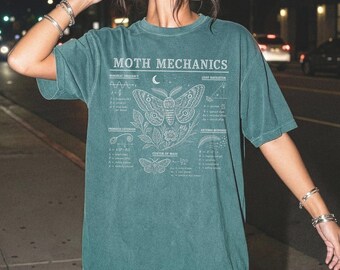 Dark Academia Moth Shirt, Mothcore Physics T-shirt,  Insect Diagram Tee for Science Lovers