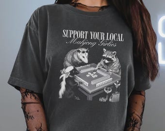 Feral Animal Mahjong T-Shirt, Comfort Colors Shirt for Mahjong Lovers, Mahj Game Night Tee, Mahjong Girly Gift