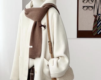 Bestseller Sera Mid-Length Hooded Wool Jacket - More Colors, Handmade 100% Wool Double-faced