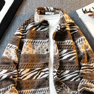 Shirtjack met jacquardtapijt, Azteeks shirtjack, shacket met tribal patroon, boho westernovershirt, statement etnisch jack - Wild