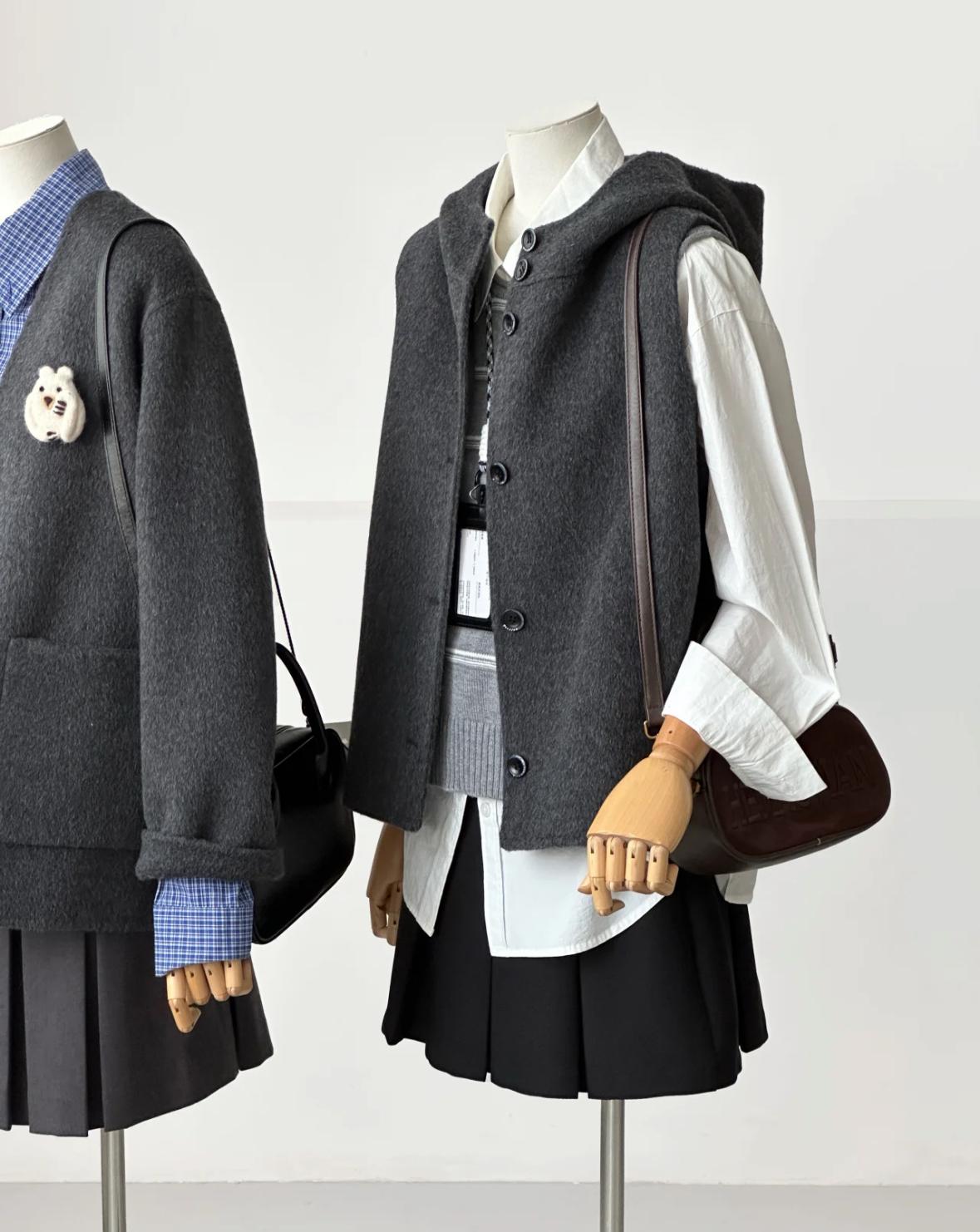 60〜70s vintage wool collarless jacket 60s Collarless Coat - Etsy