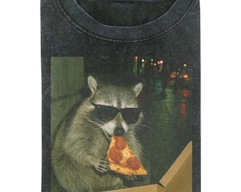 Funny Raccoon Eating Pizza Shirt, Animal Meme Graphic Tee