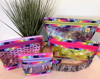 Quilted Daylight Pouch Set:  See Through Pouches for Storing Your Esentials