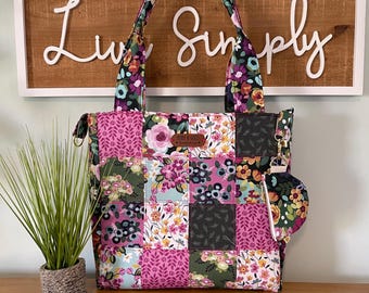 Floral Patchwork Tote Bag made with Lila Tueller Design fabrics