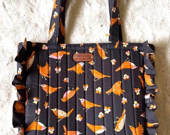 Ruffle Tote Bag | Ruby Star Society "Bird is the Word" Fabric