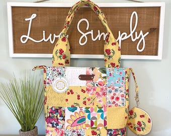 Floral Patchwork Tote Bag Made with  Lila Tueller Design Fabrics