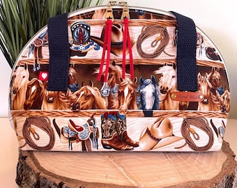 Quilted XL Persimmon Zipper Pouch | Western Travel Bag |  Equestrian Bag