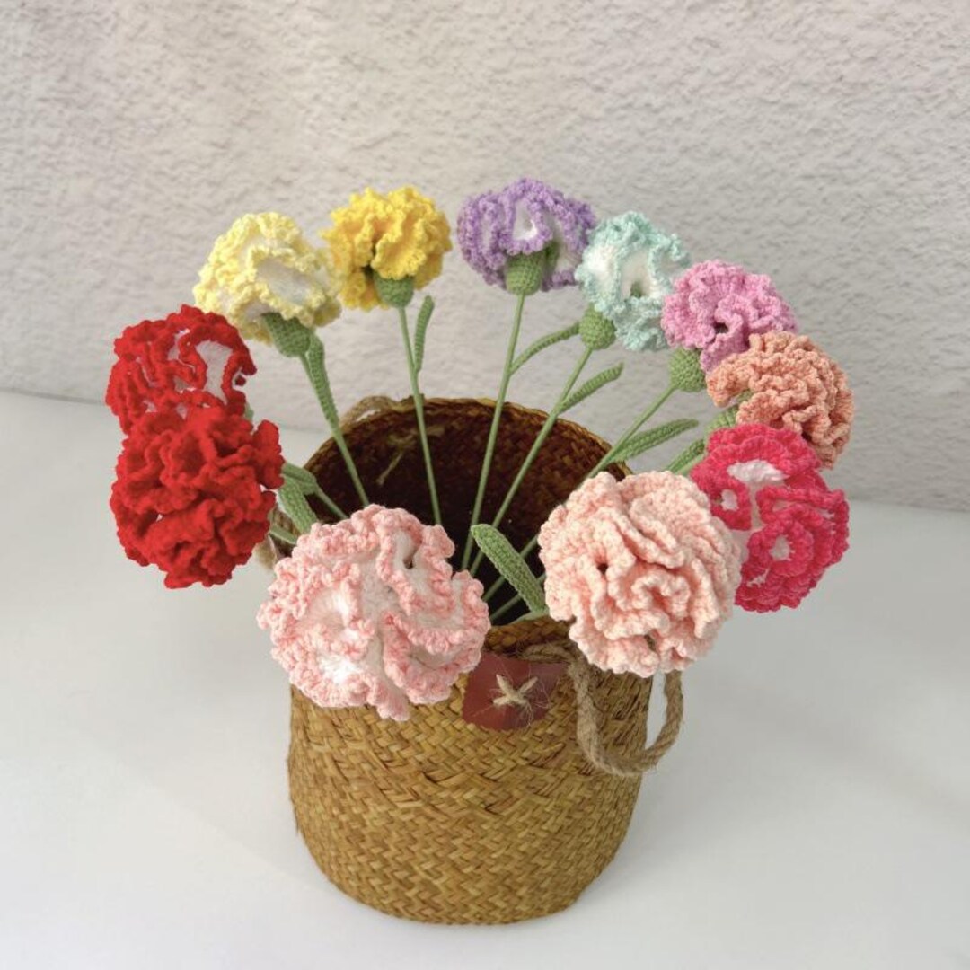Handmade Carnation Pattern Crochet Carnation Flower, Handmade Knitted Carnation, Personalized ...