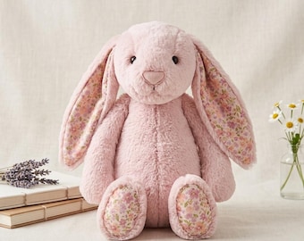 Jellycat Blossom Blush Bunny Medium Plush – Floral Pattern Stuffed Animal, Kawaii Rabbit Toy
