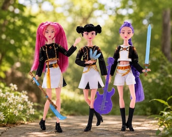 Anime Style K-Pop Collectible Dolls Set – Demon Slayer Inspired Plush Figures for Kids – Rumi Mira Zoey Dolls – Gift for Anime & Kpop Fans