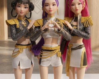 KPop Demon Hunter Dolls Set – Rumi Mira Zoey Anime Plush Toys, Fashion Collectible, Kawaii Gift for Kids & KPop Fans