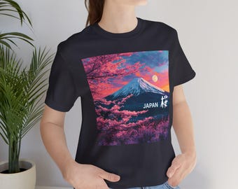 Japanese Cherry Blossom T-Shirt, Japan spring fuji and sakura tee, Japan travel souvenirs, Japan travel memories, Japanese-style interior,