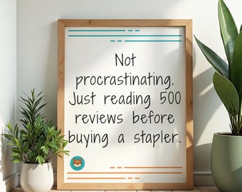 Funny Office Wall Art Printable | Overthinking Humor | Stapler Quote | 8.5x11 Digital Download