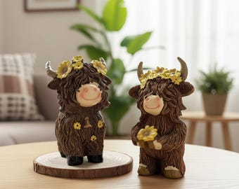 Highland Cattle Garden Sculpture - Farmhouse Style Home Decor Gift