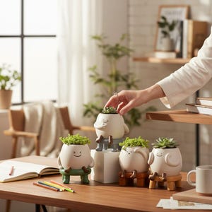 Leende ansikte resinkruka: Glansig gungdesign, inomhus-/utomhusdekor